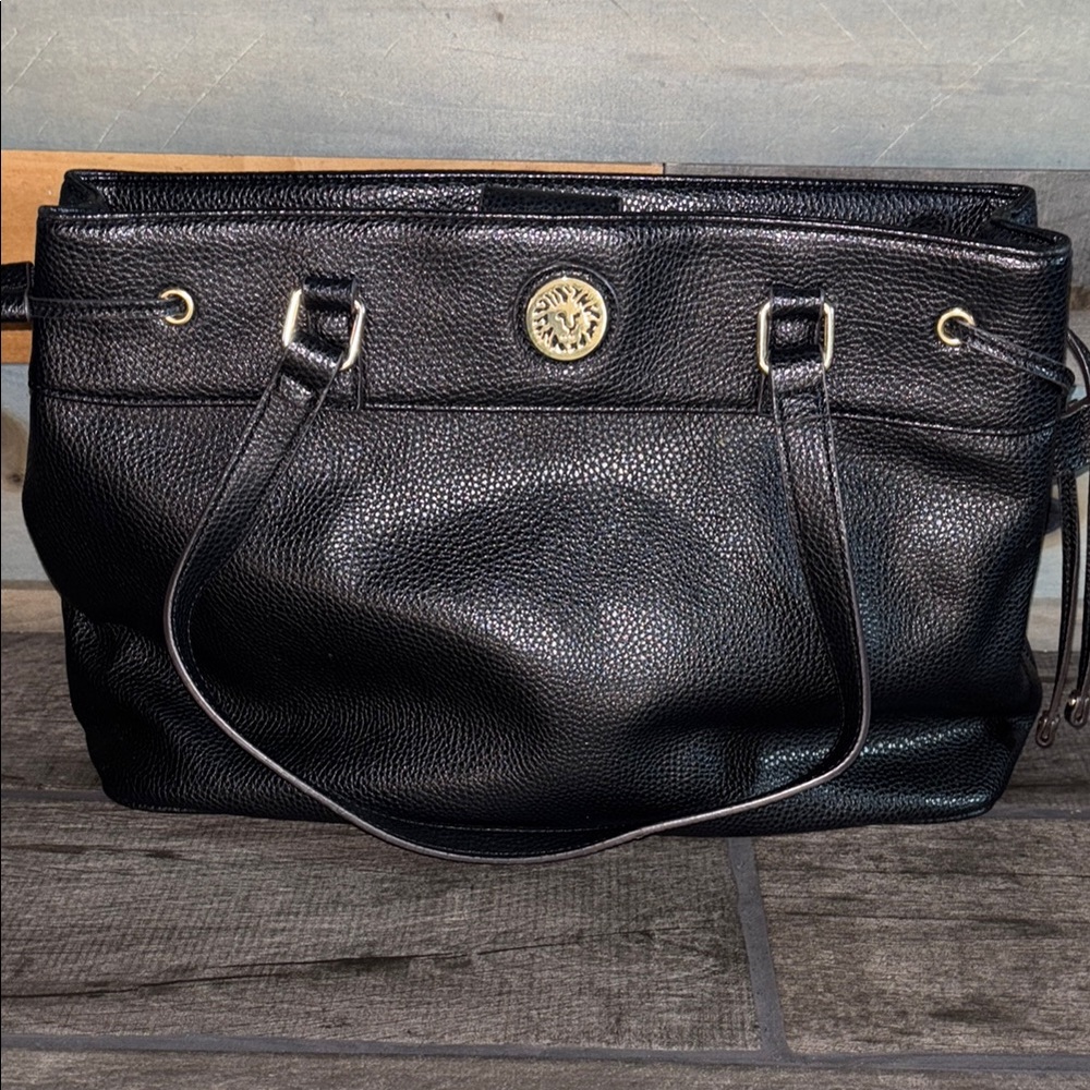 Anne Klein Black Leather Tote Bag